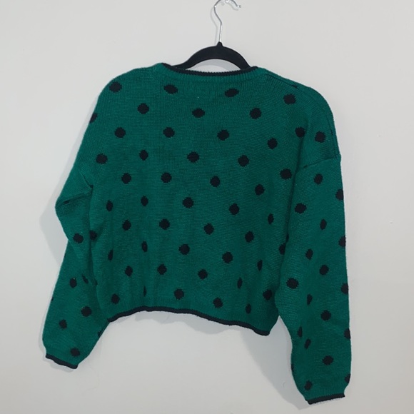 🍂Vintage Green and BlackMichel thick polka dot sweater! - Picture 7 of 7